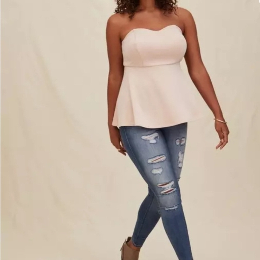 Torrid Strapless Blush Peplum Top - Picture 2 of 3